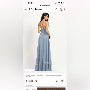 Dusty Blue Chiffon Bridesmaid Dress JJ’S House